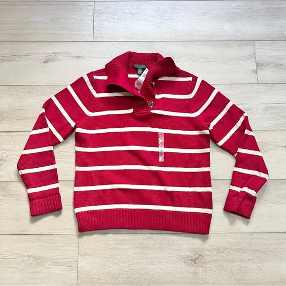 Ralph Lauren Striped Knit Sweater w/ Hook Closure Size XL - Picture 1 of 3